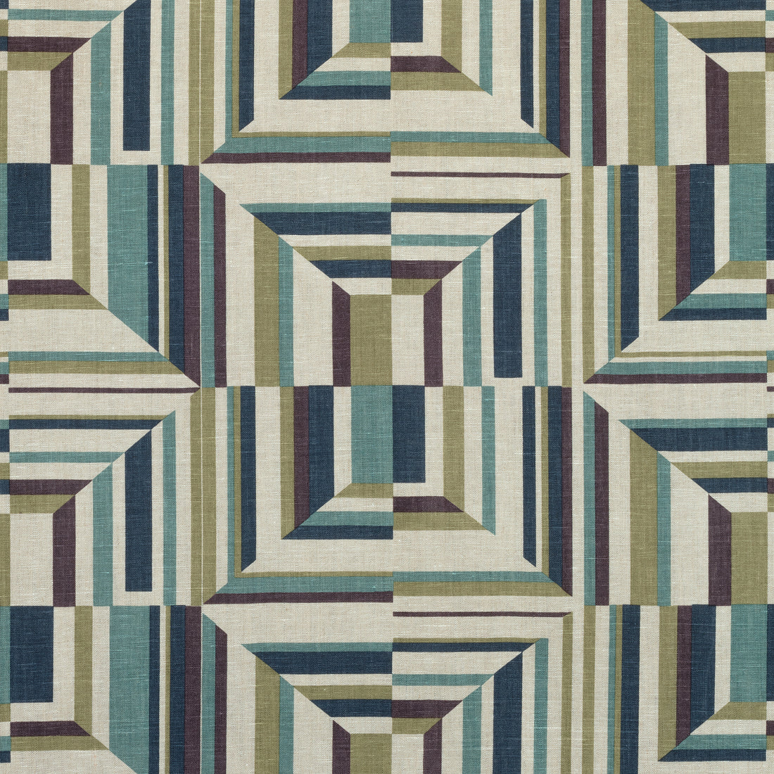Cubism fabric in plum and flax  color - pattern number AF9651 - by Anna French in the Savoy collection