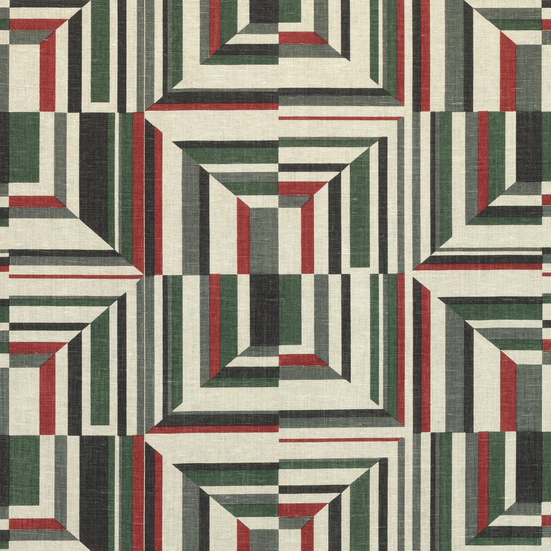 Cubism fabric in black on flax  color - pattern number AF9652 - by Anna French in the Savoy collection