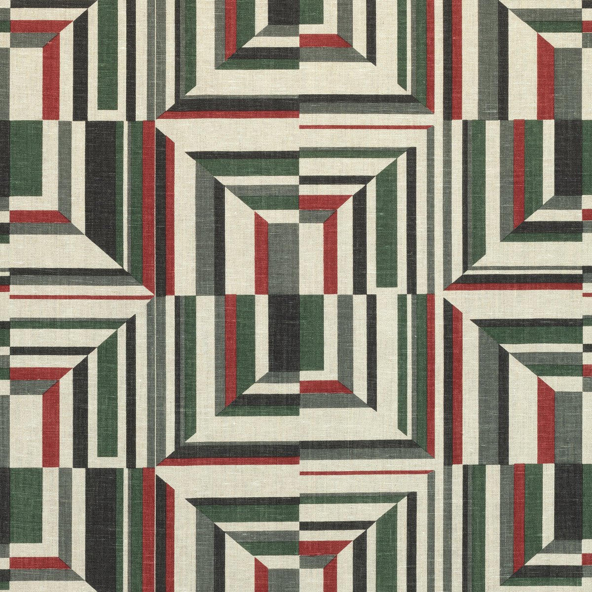 Cubism fabric in black on flax color - pattern number AF9652 - by Anna French in the Savoy collection