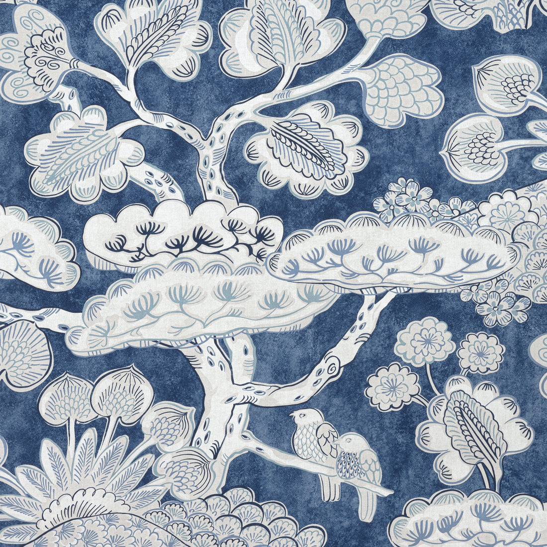 Tree House fabric in navy color - pattern number AF9862 - by Anna French in the Nara collection