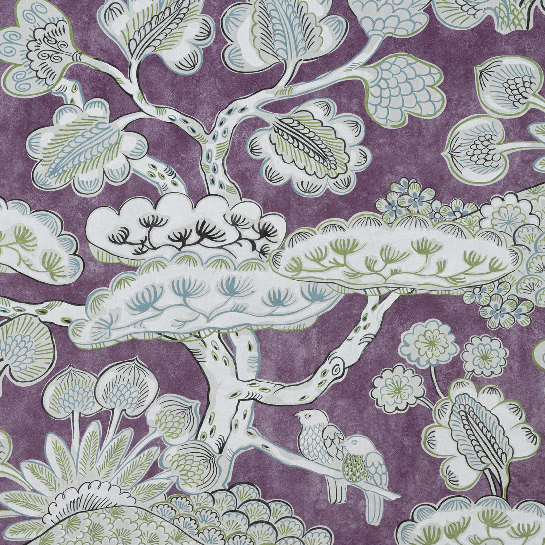 Tree House fabric in eggplant color - pattern number AF9865 - by Anna French in the Nara collection