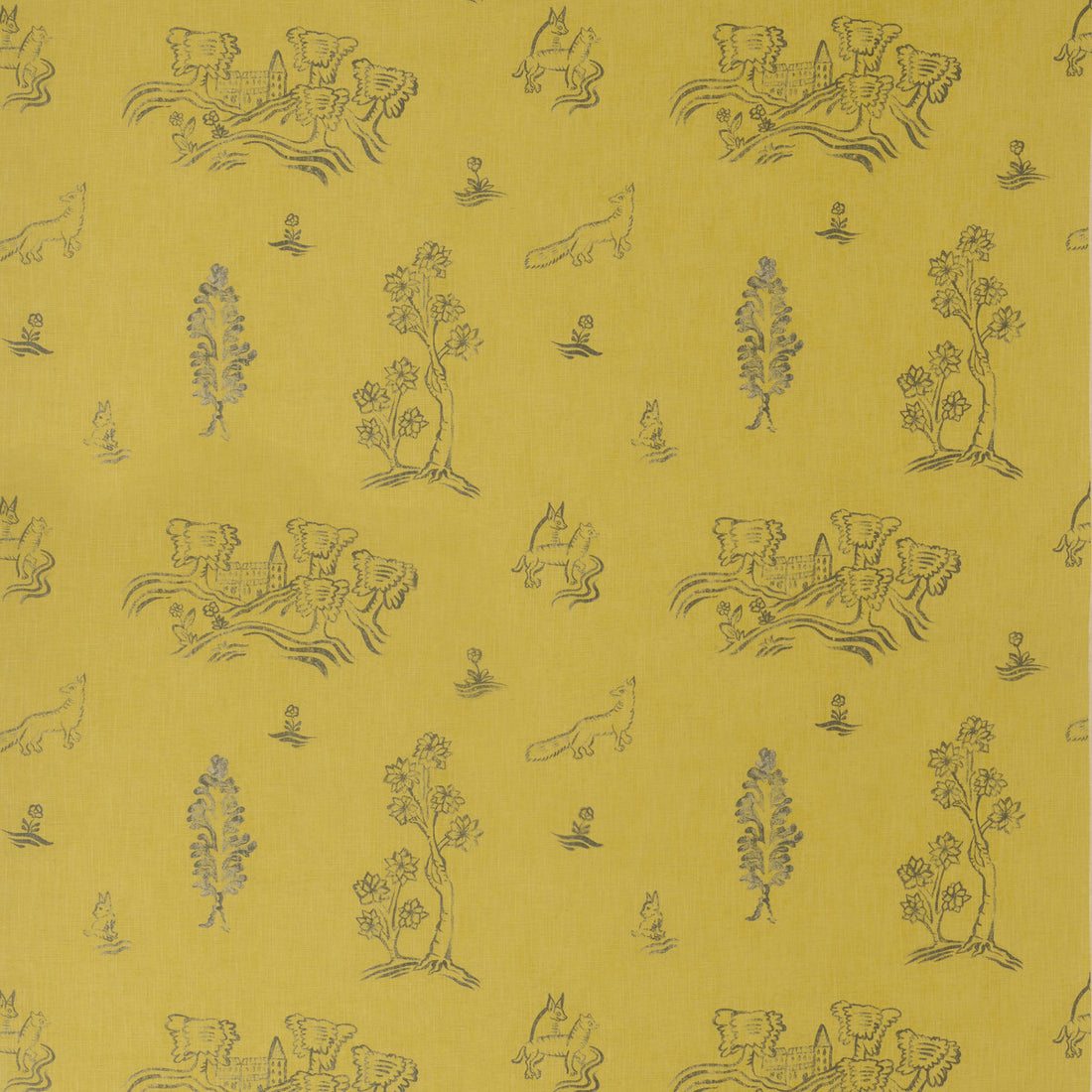 Friendly Folk fabric in provencal yellow color - pattern AM100318.4.0 - by Kravet Couture in the Andrew Martin Kit Kemp collection