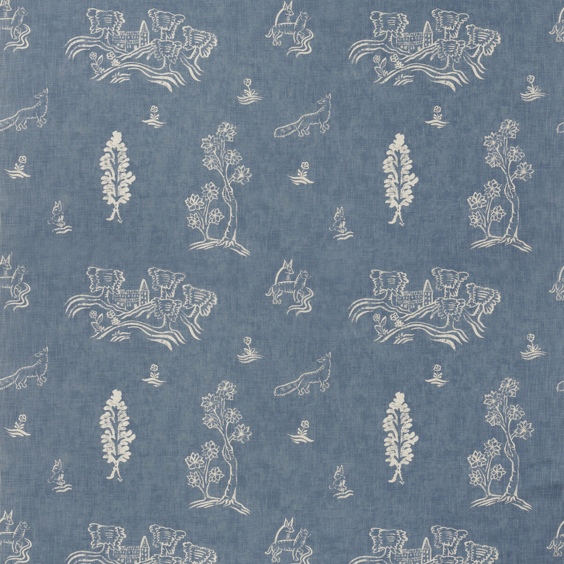 Friendly Folk fabric in happy blue color - pattern AM100318.5.0 - by Kravet Couture in the Andrew Martin Kit Kemp collection