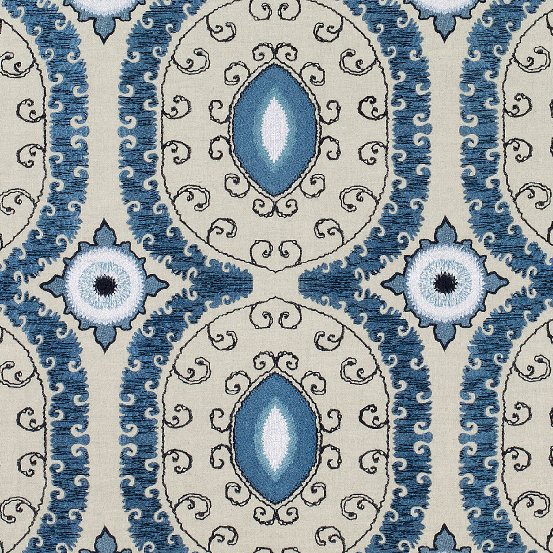 Castile Embroidery fabric in blue color - pattern number AW72975 - by Anna French in the Manor collection