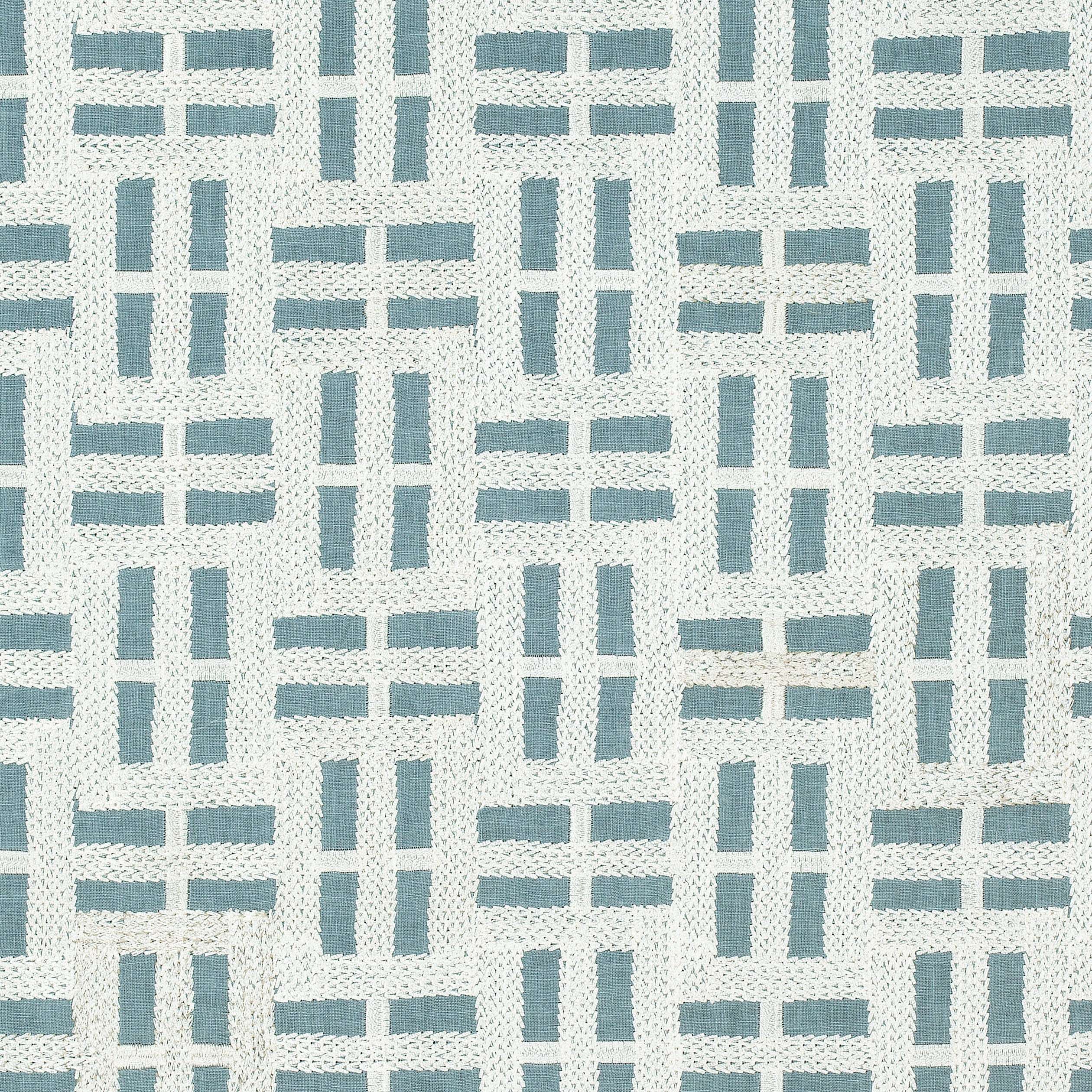 Lock Embroidery fabric in aqua color - pattern number AW73003 - by Anna French in the Meridian collection