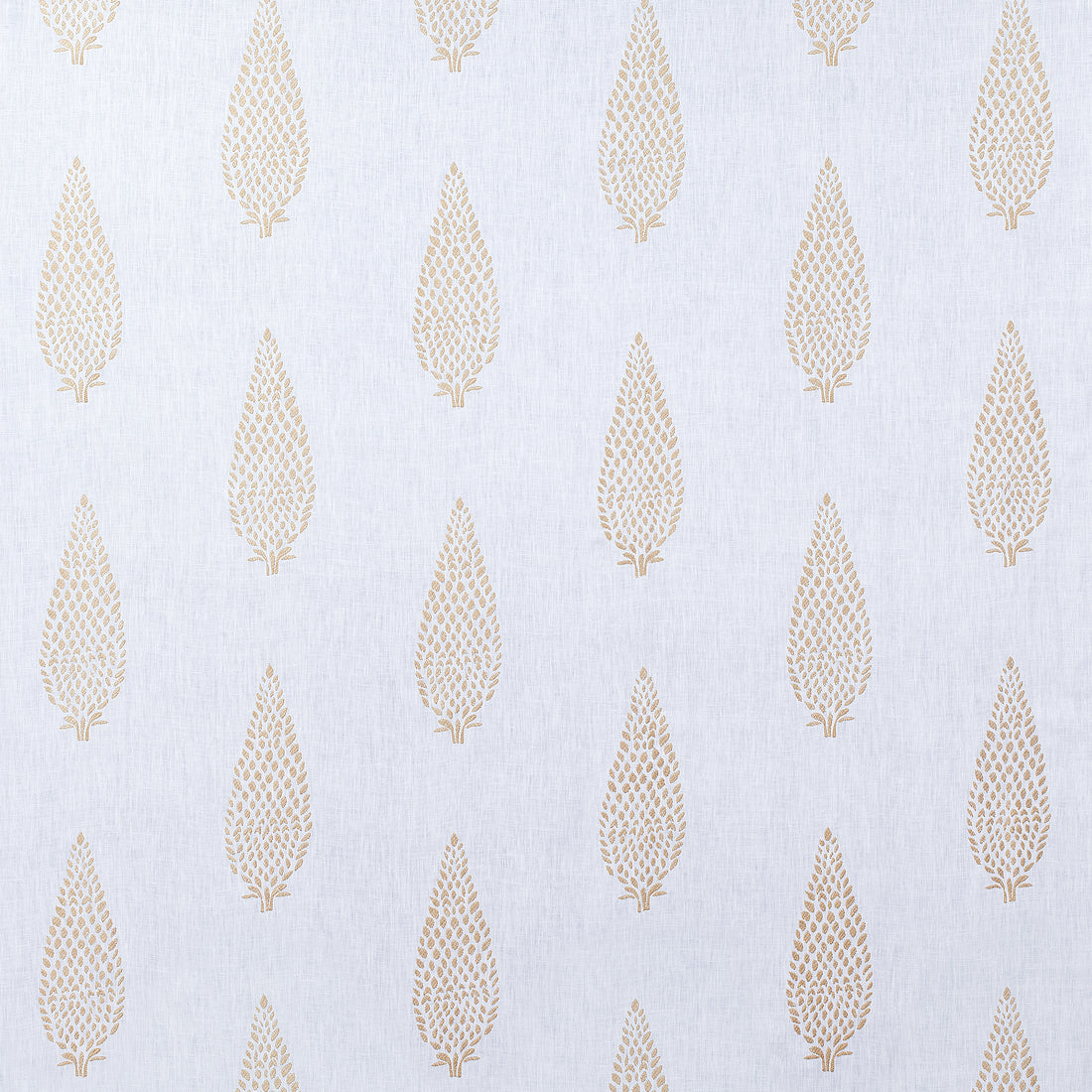 Manor Embroidery fabric in gold on white color - pattern number AW73009 - by Anna French in the Meridian collection