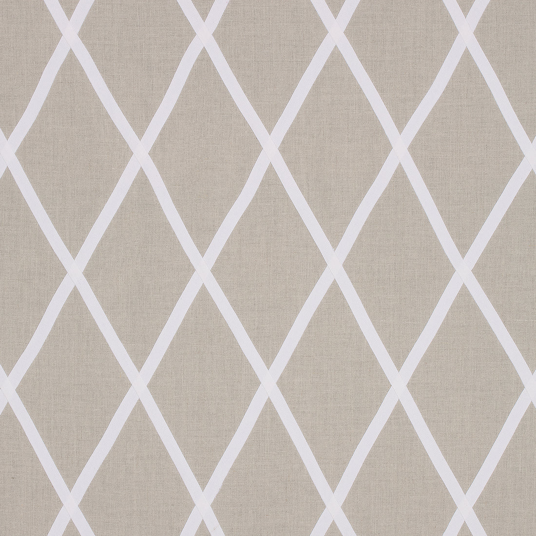 Tarascon Trellis Applique fabric in white on natural color - pattern number AW78709 - by Anna French in the Palampore collection