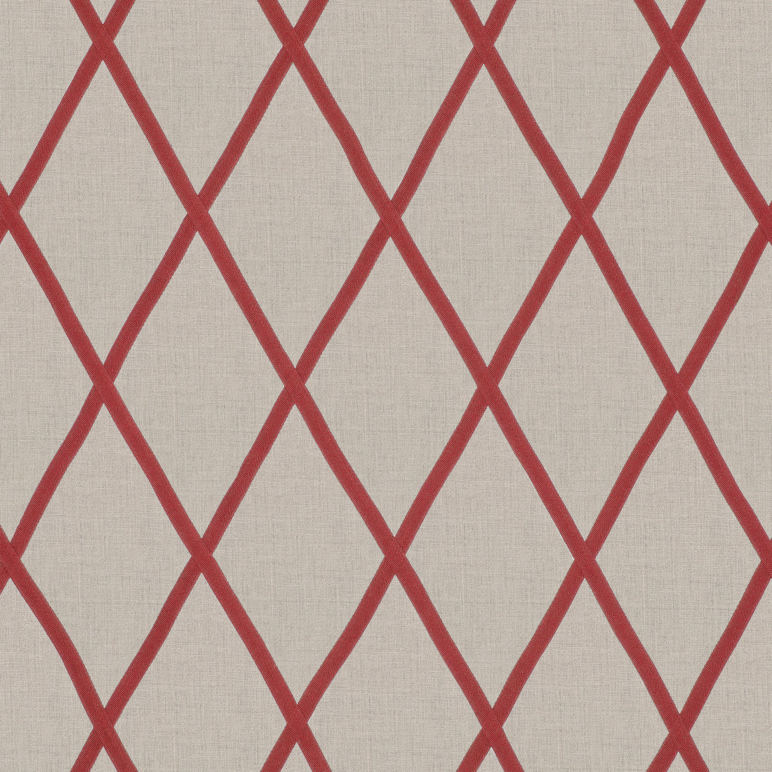 Tarascon Trellis Applique fabric in red on natural color - pattern number AW78710 - by Anna French in the Palampore collection