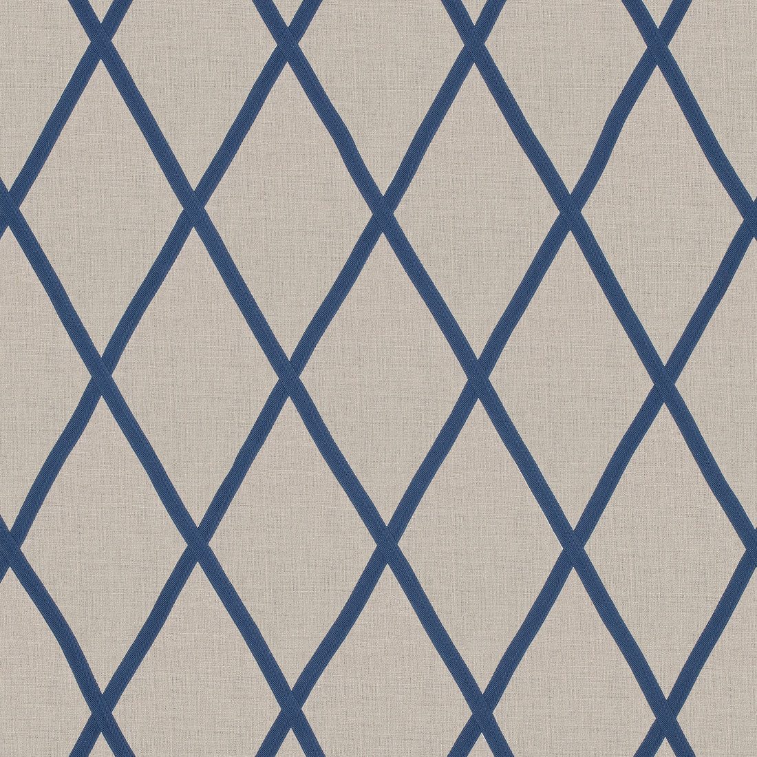 Tarascon Trellis Applique fabric in navy on natural color - pattern number AW78713 - by Anna French in the Palampore collection