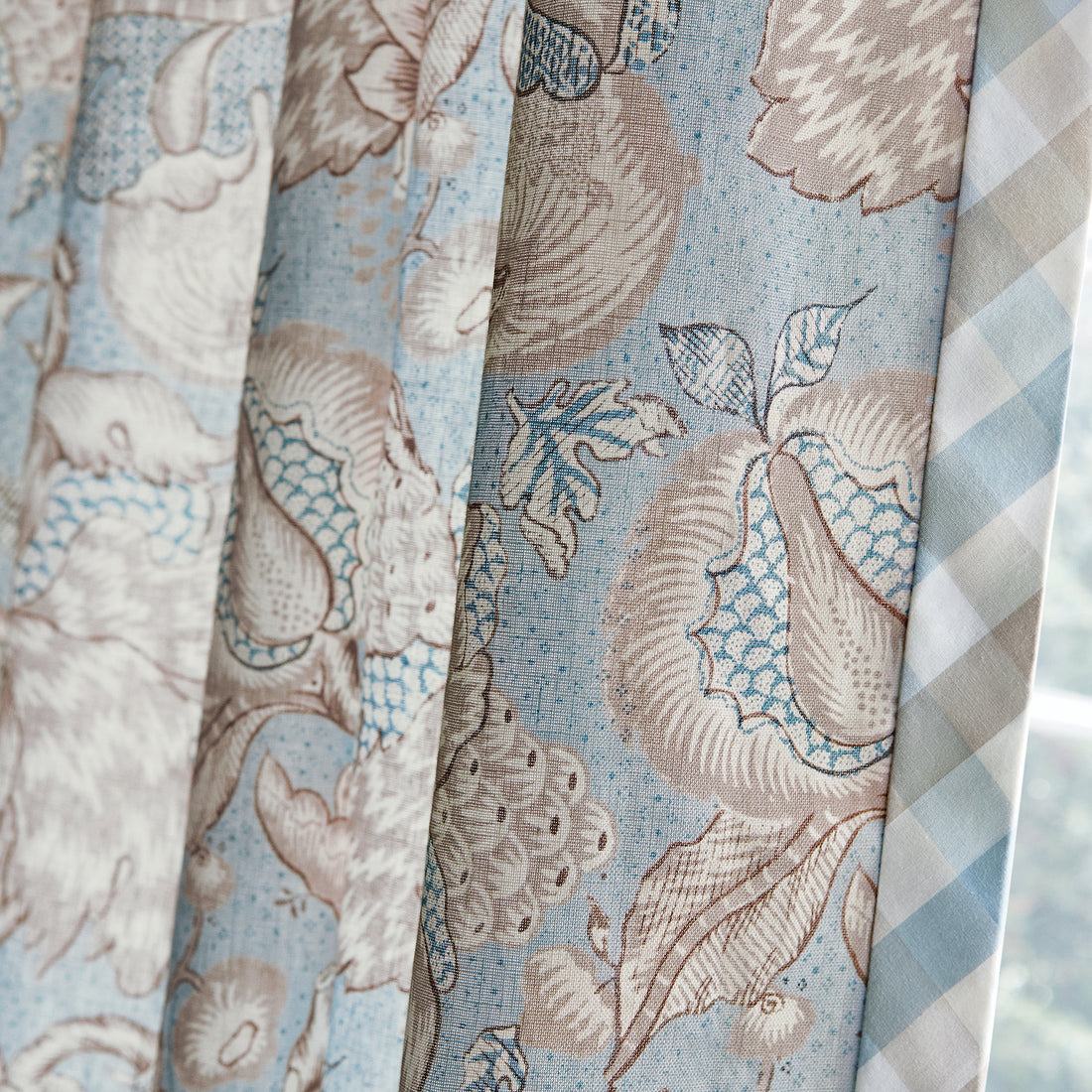 Detail of Westmont fabric in spa blue color - pattern number AF15108 - by Anna French in the Antilles collection