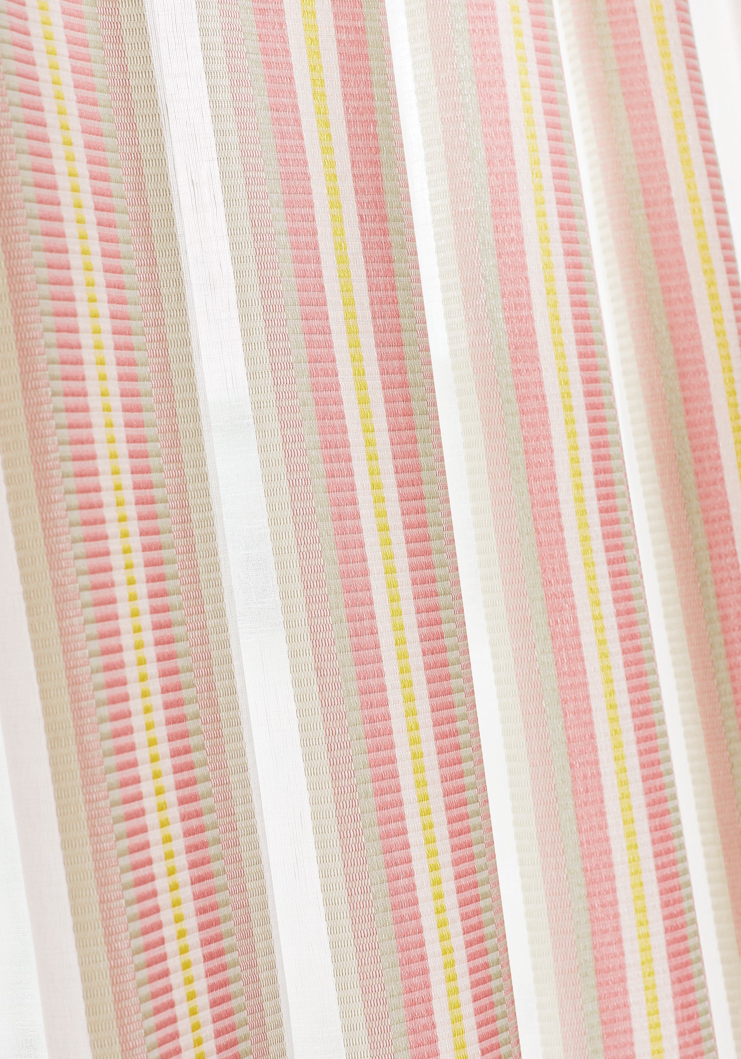 Detail of Thibaut Stanley Stripe woven fabric in Pink Lemonade pattern FWW7160