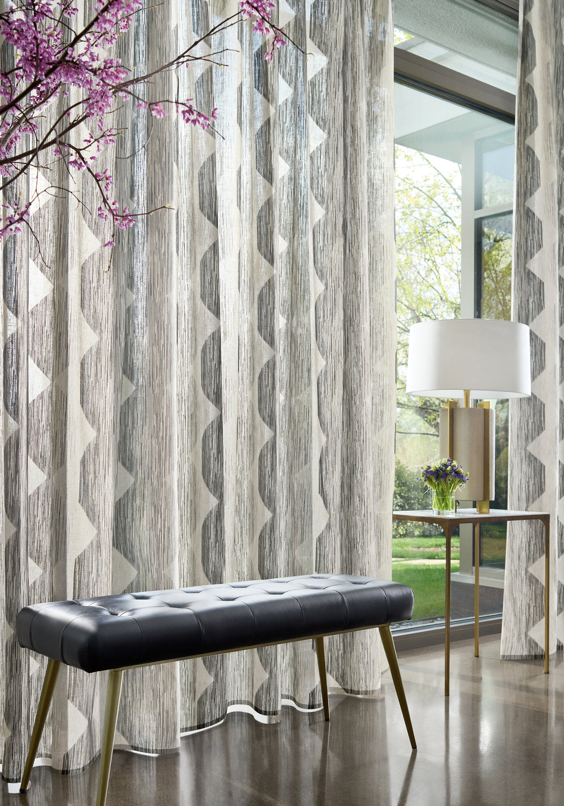 Sheer in Enzo fabric in ebony color - pattern number FWW8274 - by Thibaut in the Aura collection