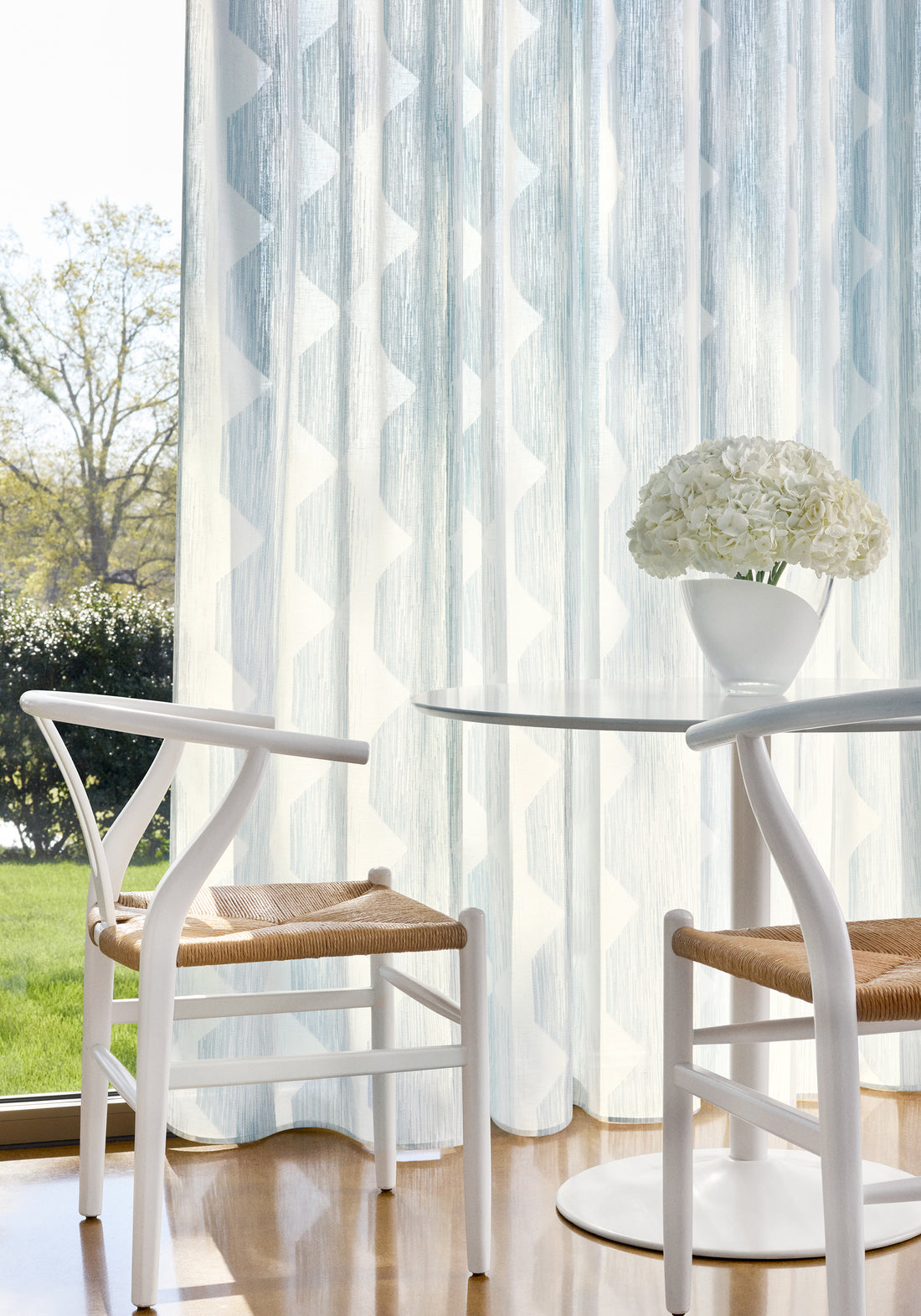 Sheer in Enzo fabric in powder color - pattern number FWW8272 - by Thibaut in the Aura collection