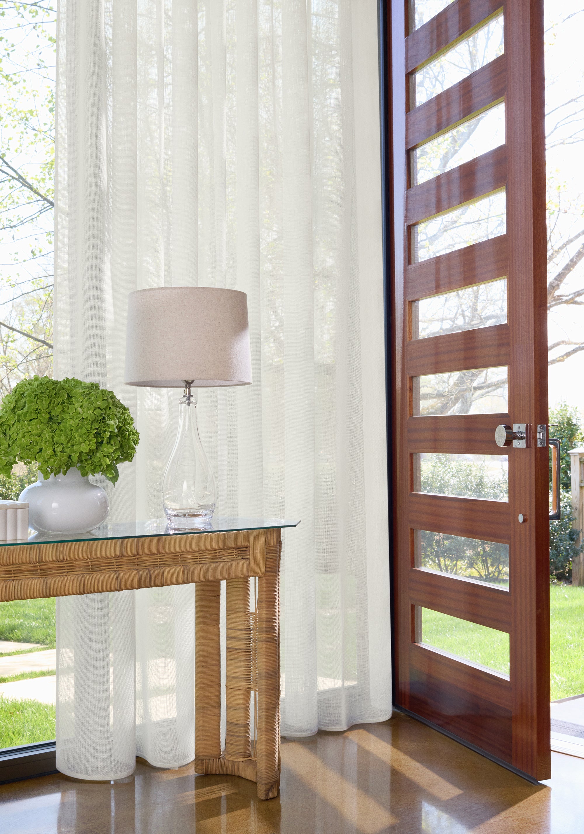 Sheer in Mistral fabric in ivory color - pattern number FWW8226 - by Thibaut in the Aura collection