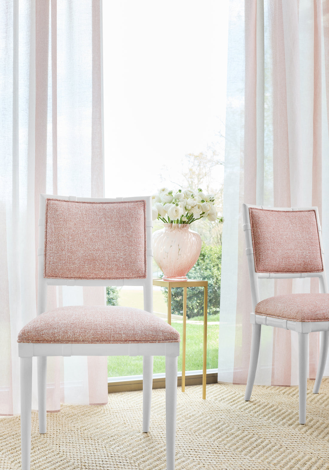 Chair featuring Calais fabric in rouge color - pattern number W8799 - by Thibaut in the Haven Textures collection