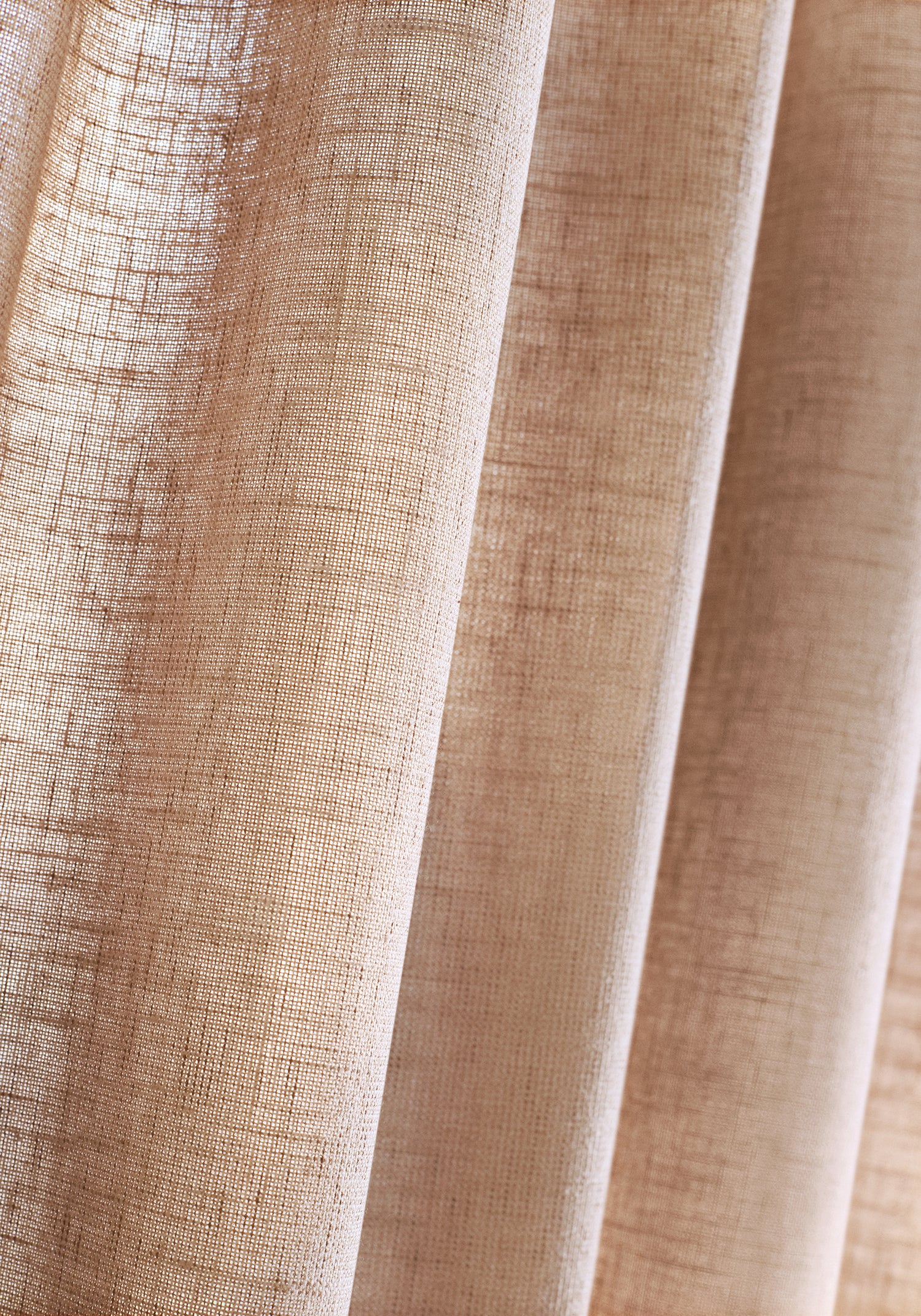 Up close sheer in Ottawa fabric in clay color - pattern number FWW8252 - by Thibaut in the Aura collection