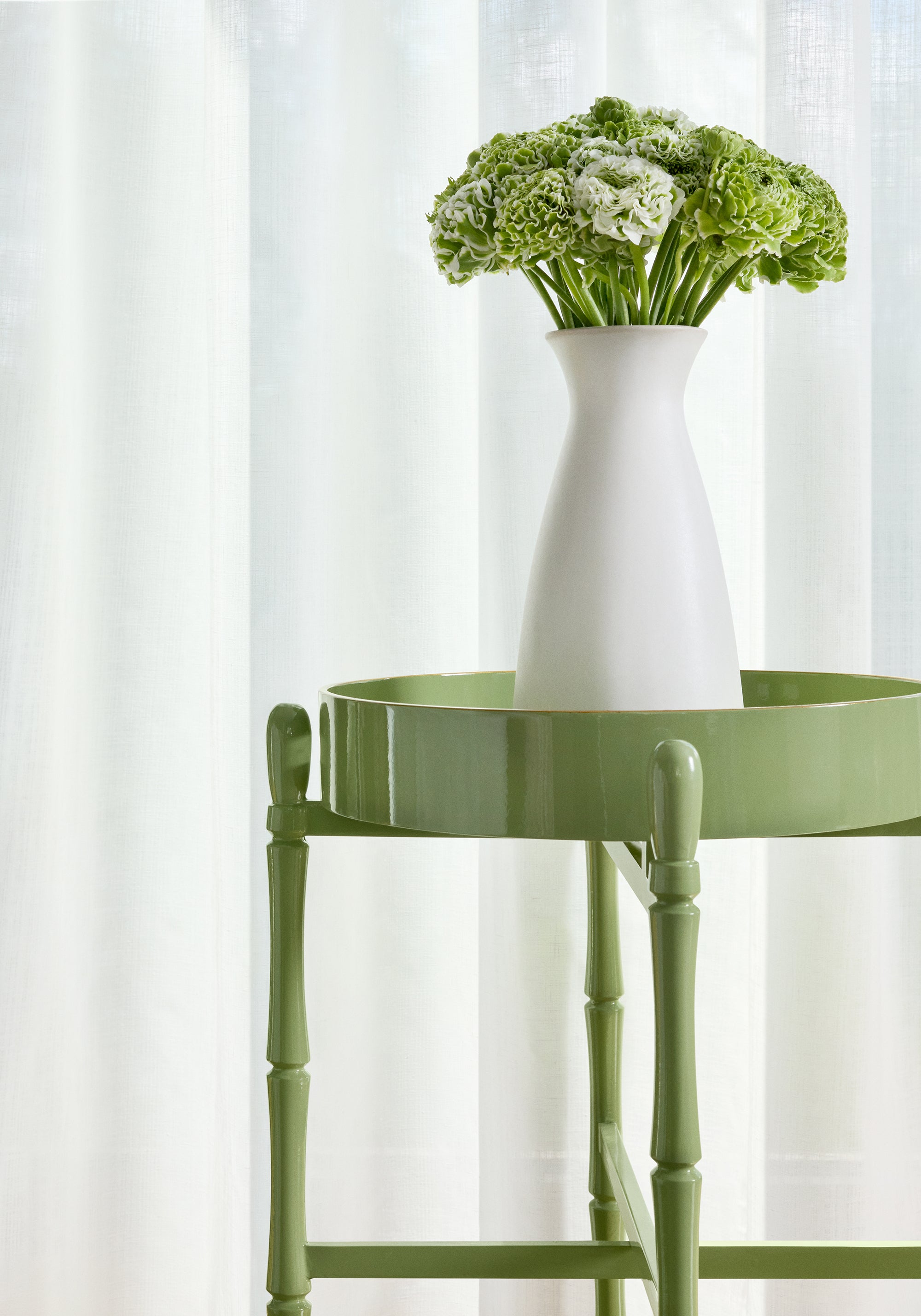 Sheer in Striato fabric in snow white color - pattern number FWW8240 - by Thibaut in the Aura collection