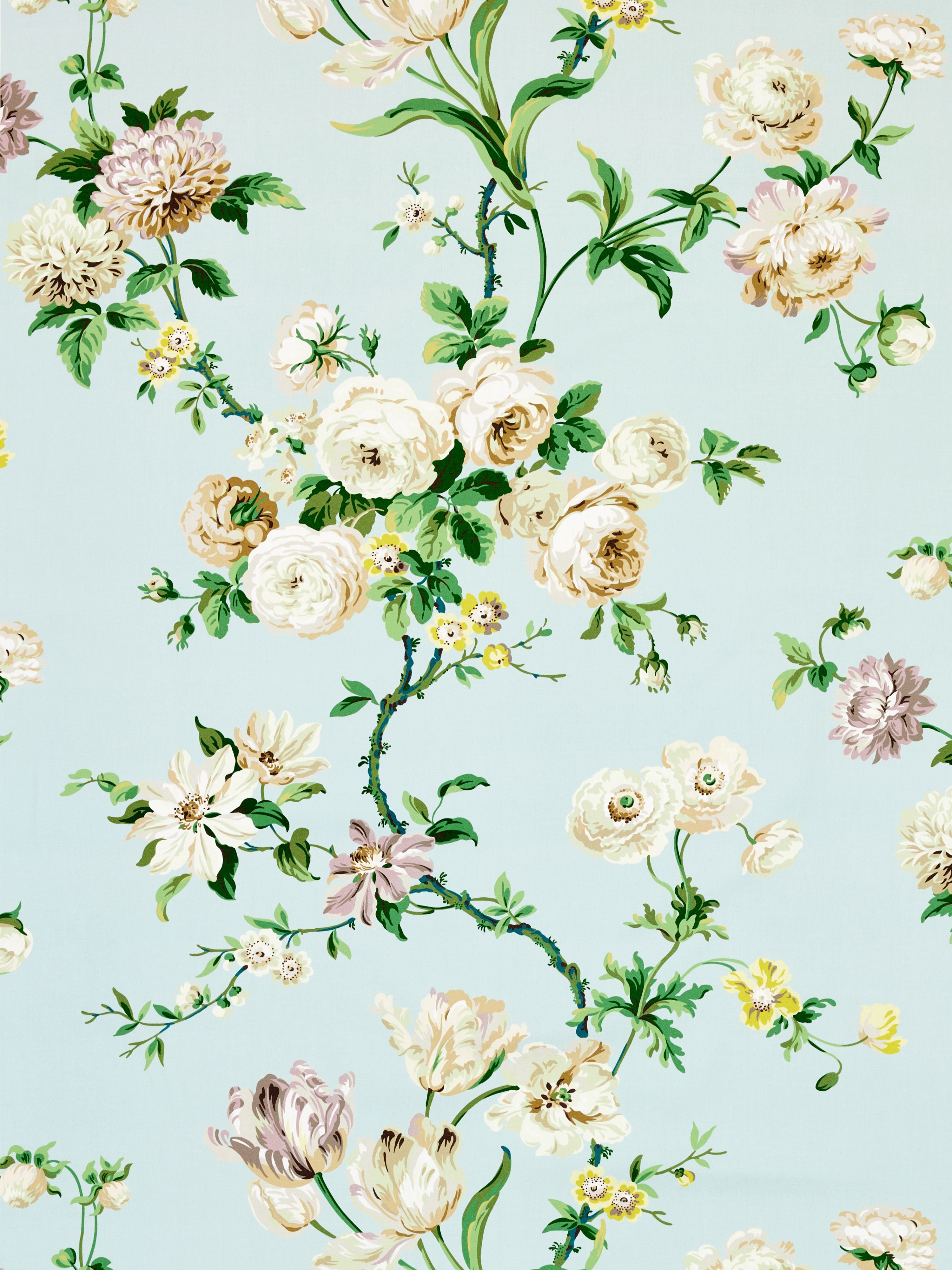 Botanical Garden fabric in celadon color - pattern number B0 00023506 - by Scalamandre in the Old World Weavers collection
