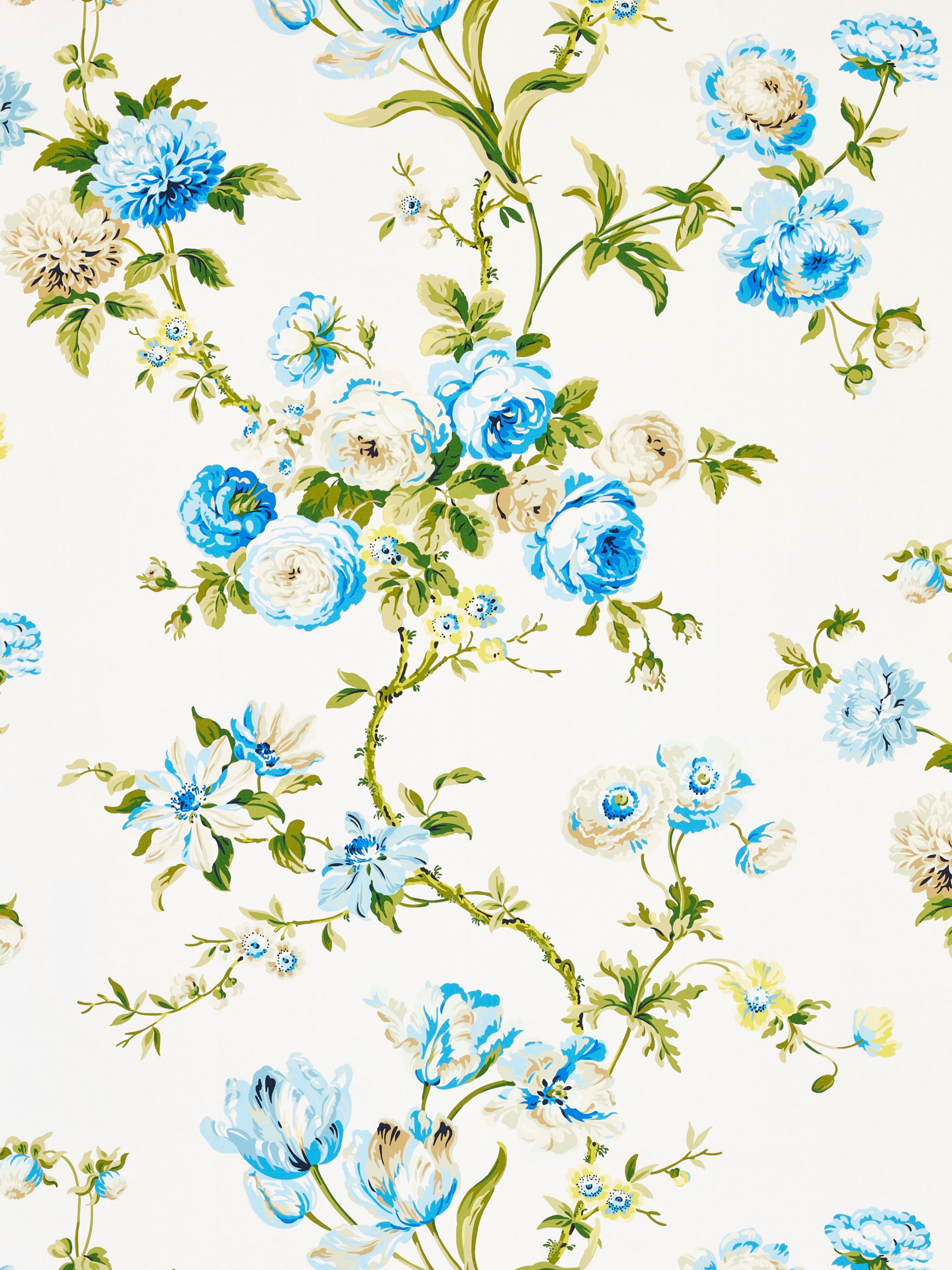 Botanical Garden fabric in porcelain blue color - pattern number B0 00033506 - by Scalamandre in the Old World Weavers collection