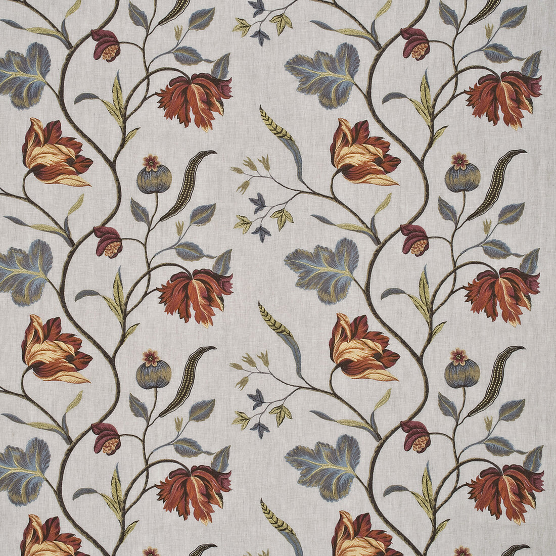 Tulip Tree Linen fabric in pimento color - pattern BF10345.2.0 - by G P &amp; J Baker in the Oleander collection