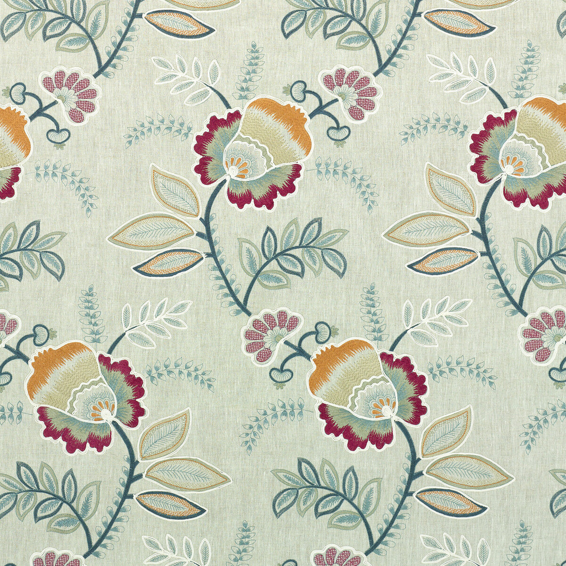 Somerford fabric in linen/multi color - pattern BF10504.3.0 - by G P &amp; J Baker in the Larkhill collection