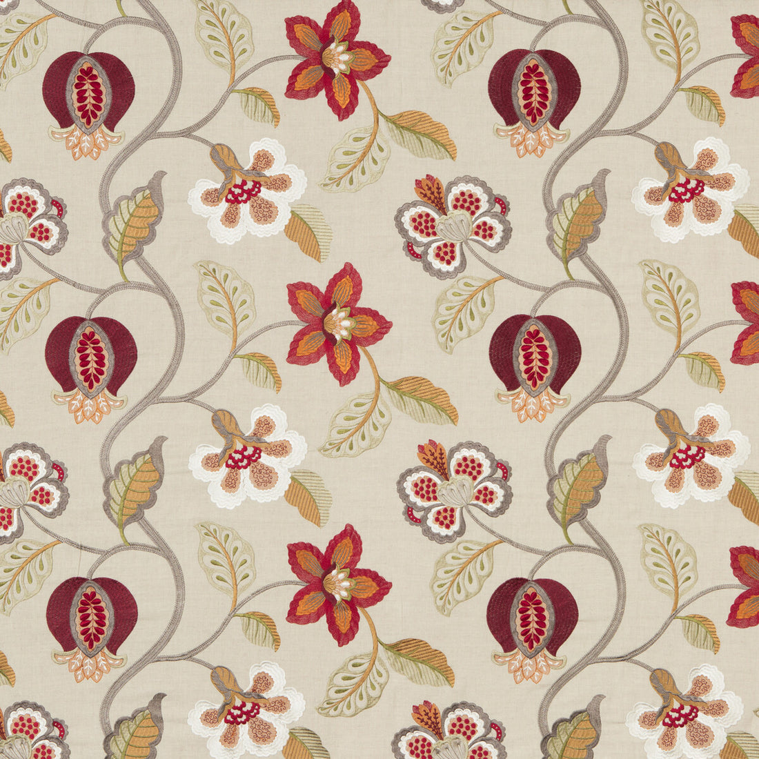 Elvaston fabric in red/ivory color - pattern BF10532.6.0 - by G P &amp; J Baker in the Langdale collection