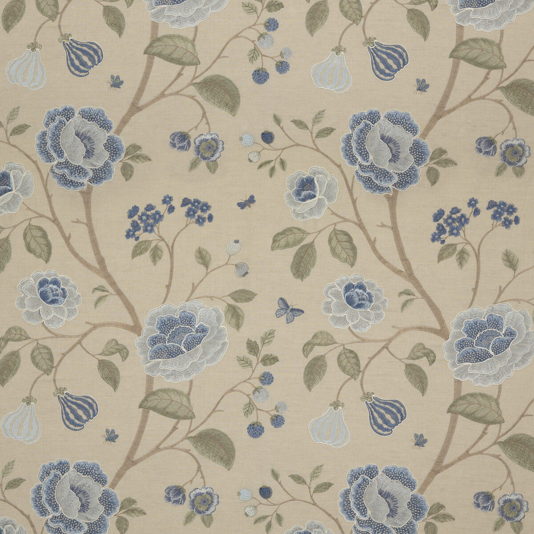 Lillington fabric in soft blue color - pattern BF10763.2.0 - by G P &amp; J Baker in the Keswick Embroideries collection