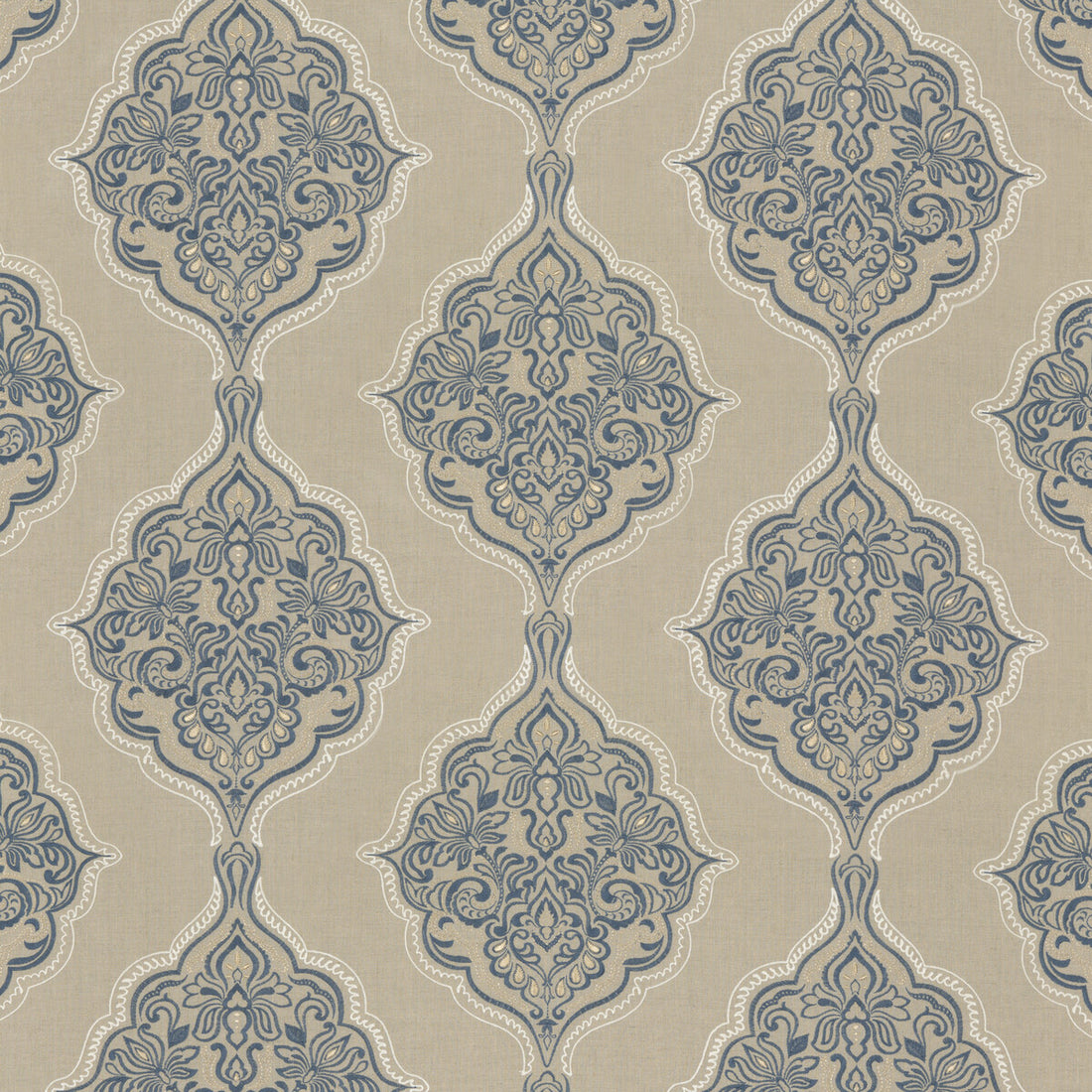 Montacute fabric in indigo color - pattern BF10767.2.0 - by G P &amp; J Baker in the Keswick Embroideries collection