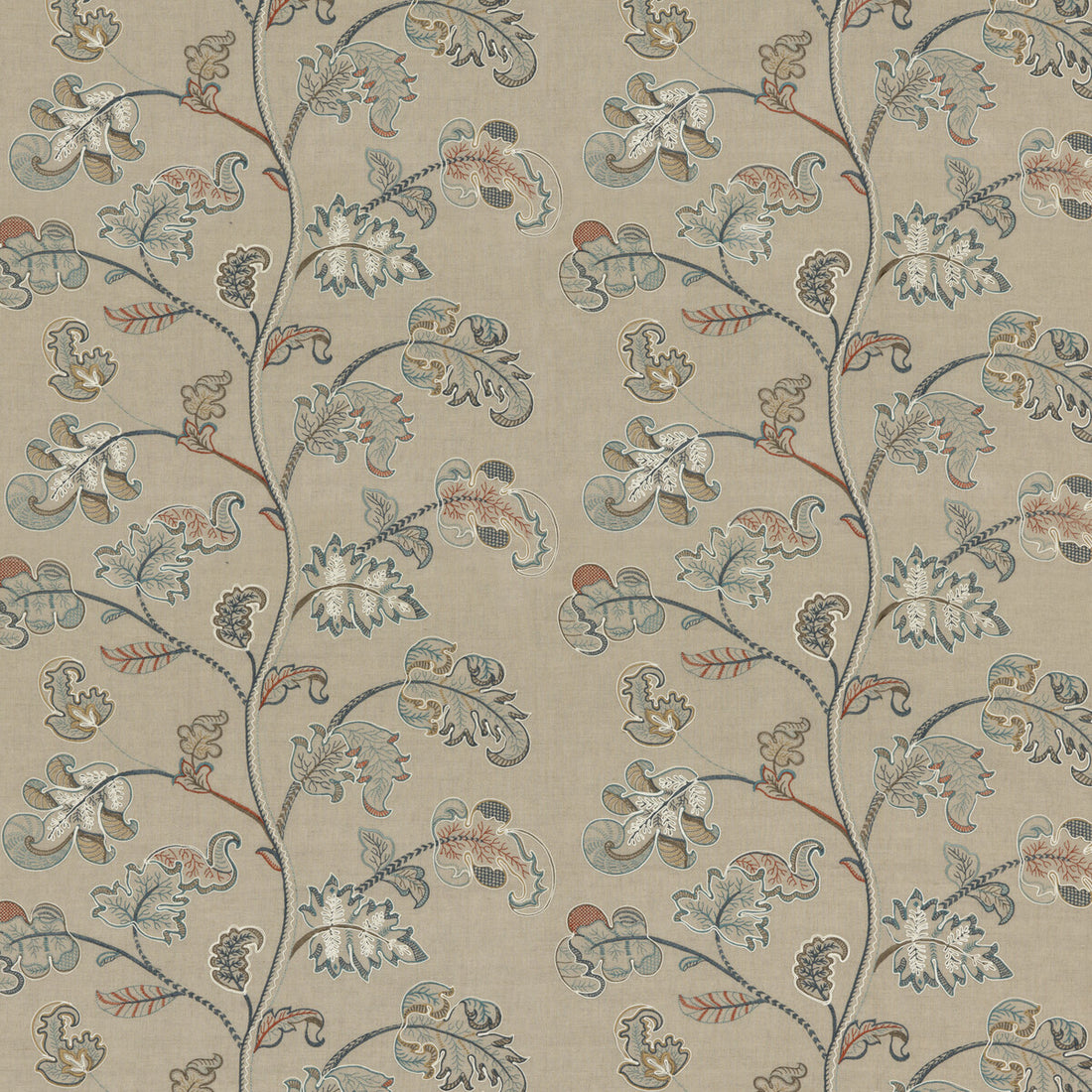 Alderwood fabric in teal color - pattern BF10769.2.0 - by G P &amp; J Baker in the Keswick Embroideries collection