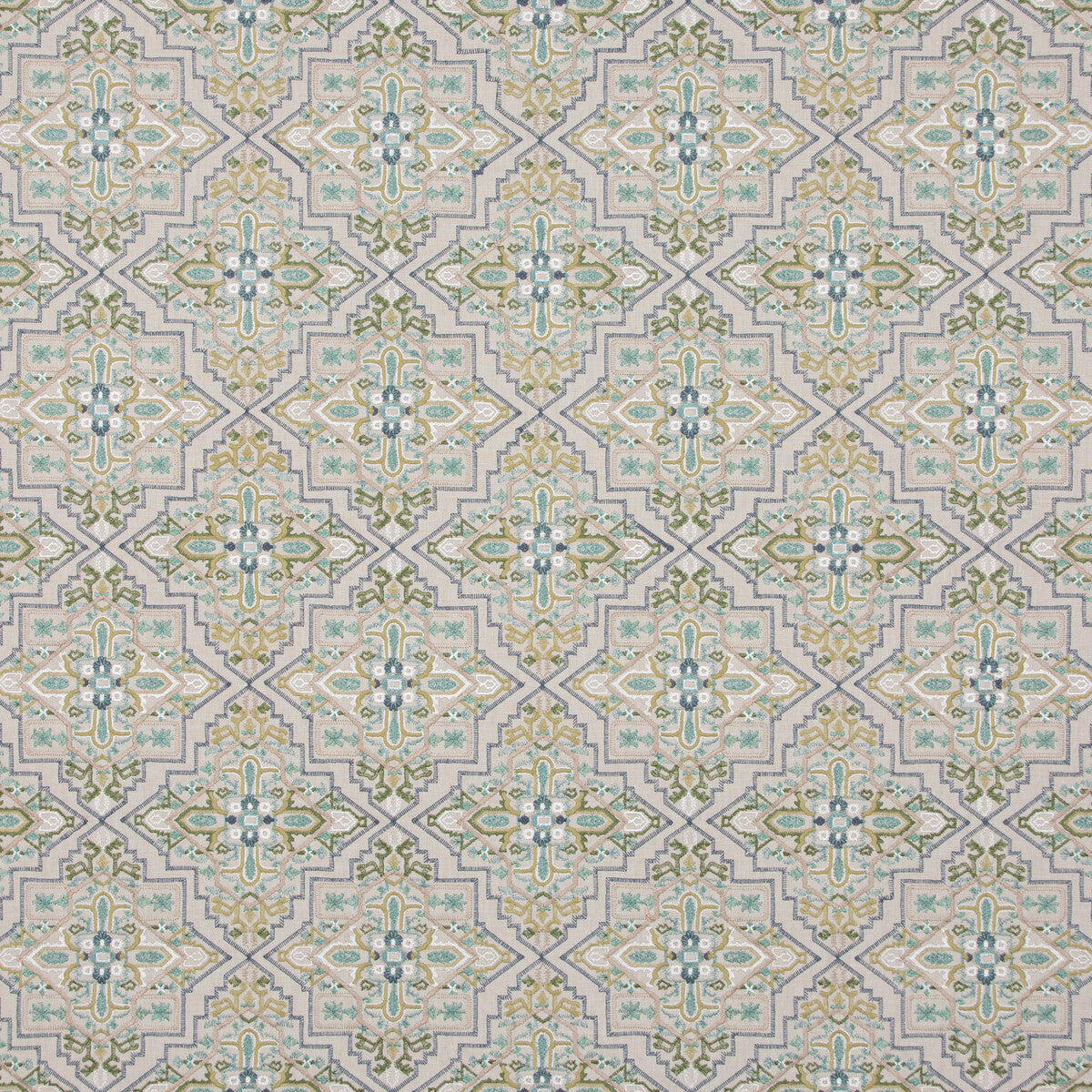 Benaki fabric in aqua color - pattern BF10940.1.0 - by G P &amp; J Baker in the Caspian collection