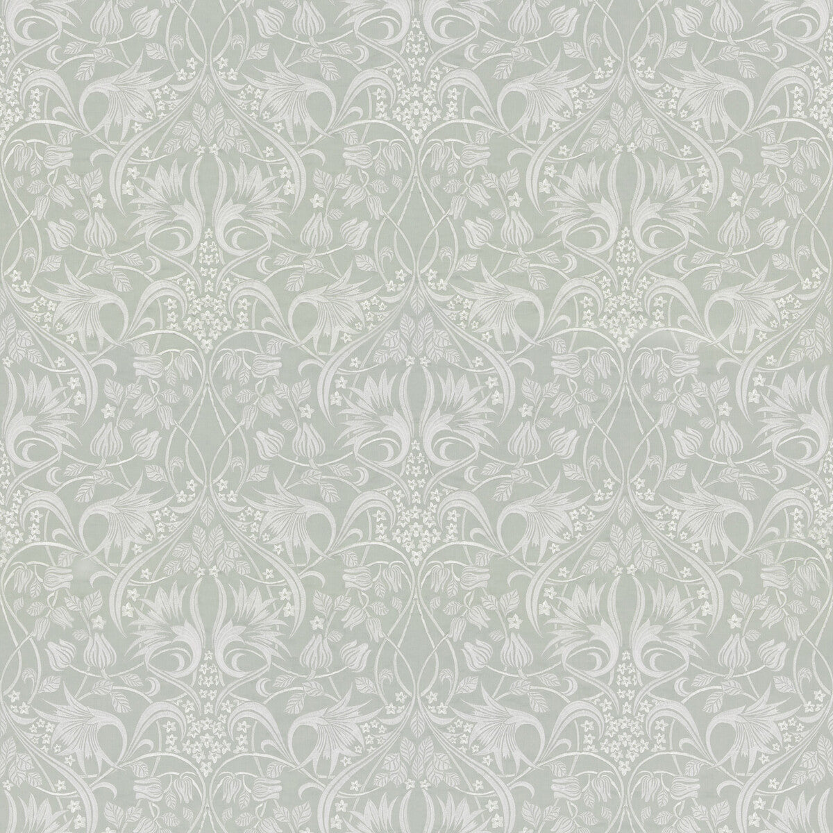 Fritillerie Embroidery fabric in aqua color - pattern BF10996.2.0 - by G P & J Baker in the Original Brantwood Fabric collection