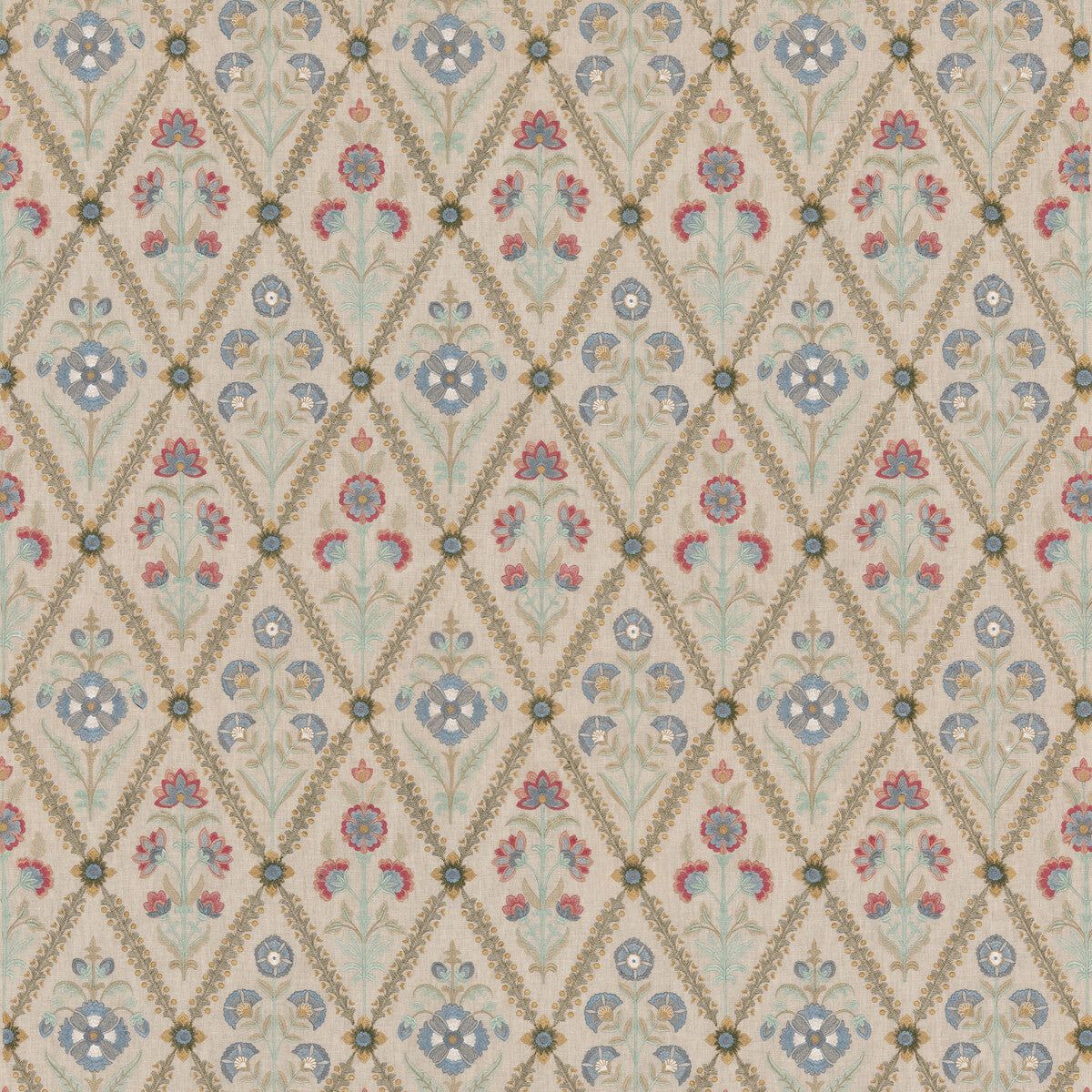 Perrycroft fabric in red/green color - pattern BF10998.2.0 - by G P & J Baker in the Original Brantwood Fabric collection