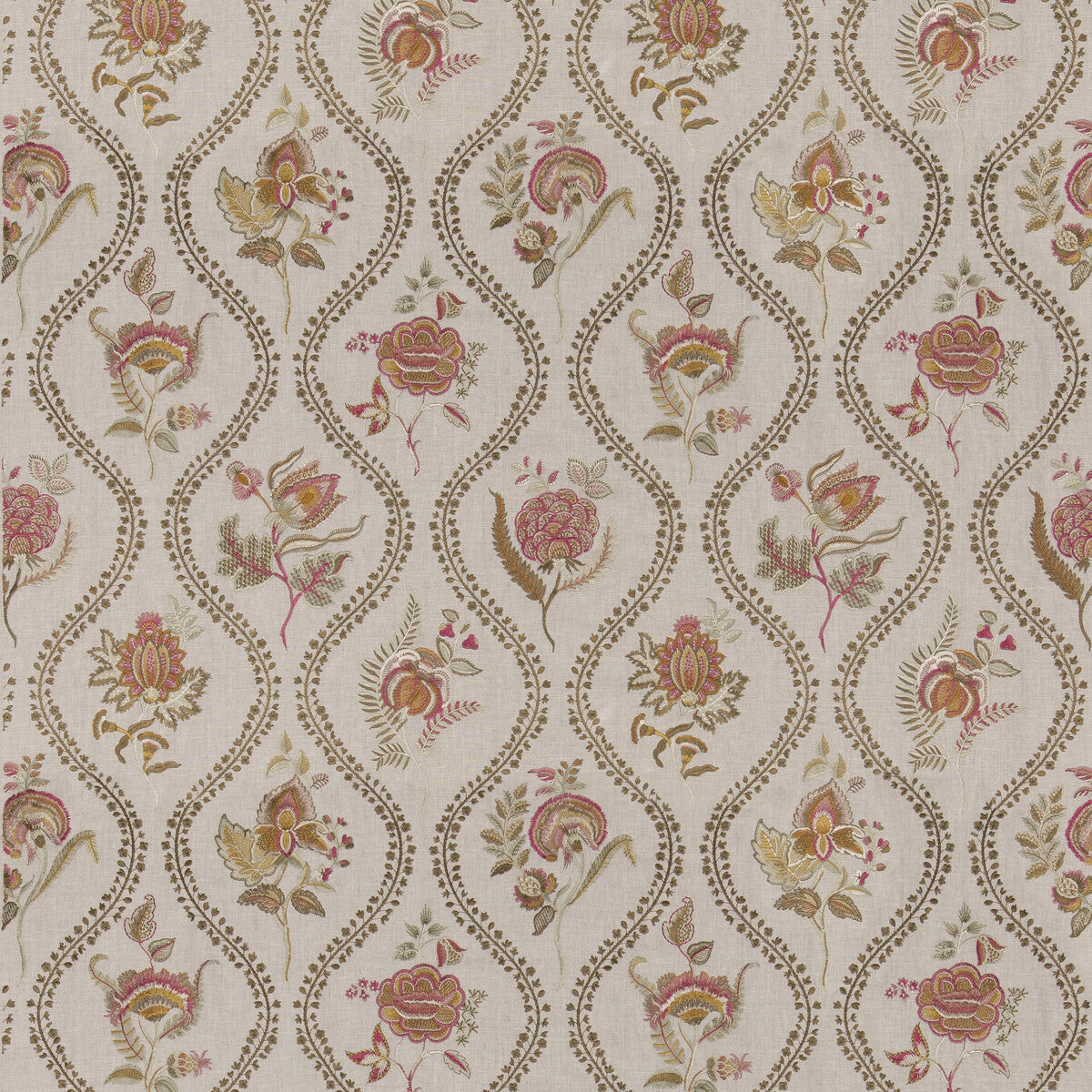 Burford Embroidery fabric in red/bronze color - pattern BF11025.3.0 - by G P & J Baker in the Burford collection