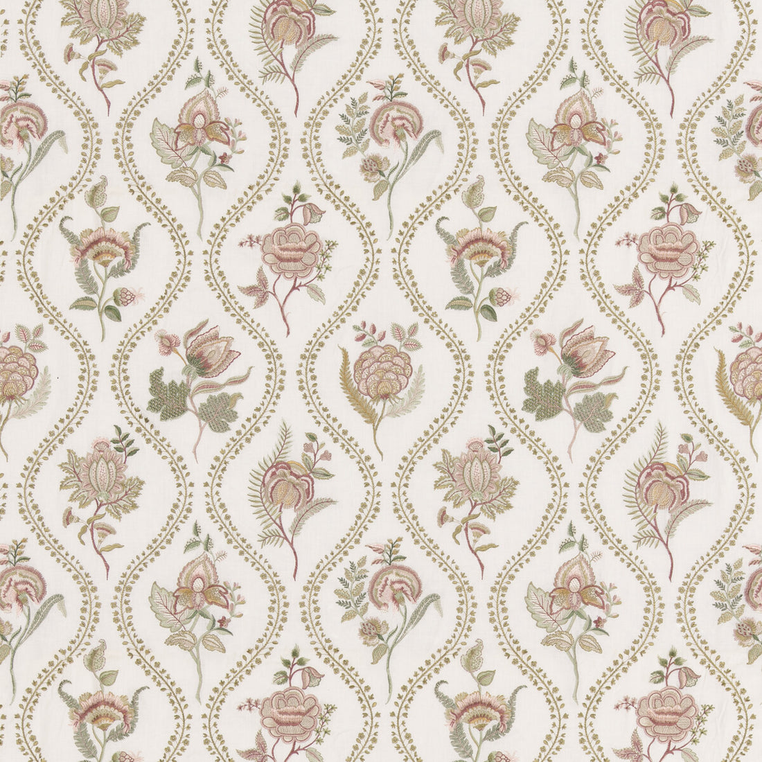 Burford Embroidery fabric in rose/cream color - pattern BF11025.4.0 - by G P &amp; J Baker in the Burford collection