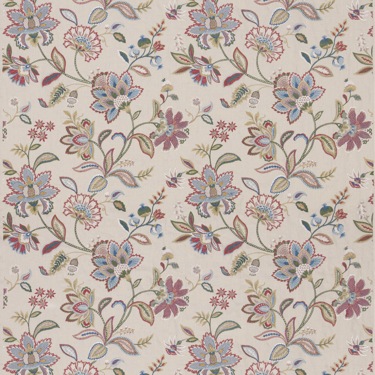 Langley fabric in red/blue color - pattern BF11028.1.0 - by G P & J Baker in the Burford collection