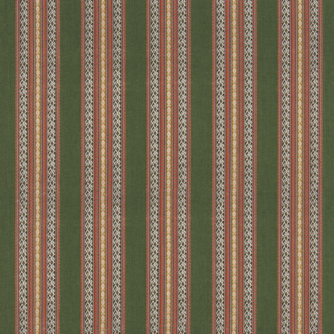 Worlds Apart fabric in green/coral color - pattern BF11059.4.0 - by G P &amp; J Baker in the X Kit Kemp Stripes collection