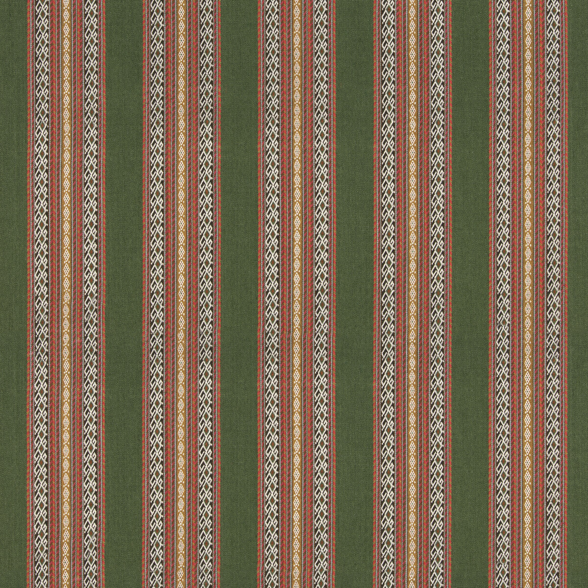 Worlds Apart fabric in green/coral color - pattern BF11059.4.0 - by G P & J Baker in the X Kit Kemp Stripes collection