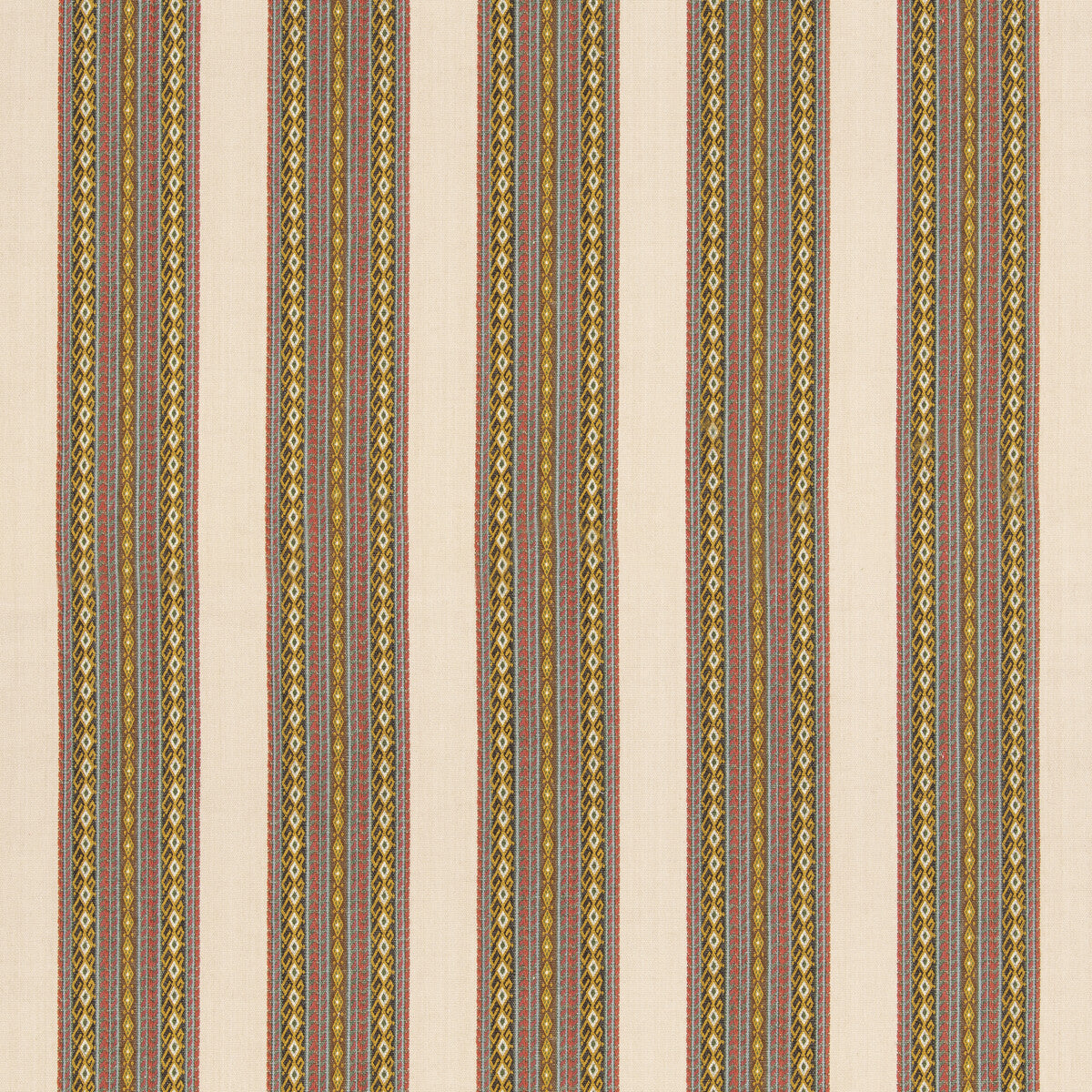 Worlds Apart fabric in aqua/ochre color - pattern BF11059.5.0 - by G P & J Baker in the X Kit Kemp Stripes collection