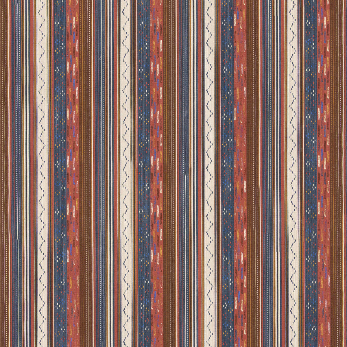 Runaway fabric in coral/indigo color - pattern BF11060.1.0 - by G P & J Baker in the X Kit Kemp Stripes collection