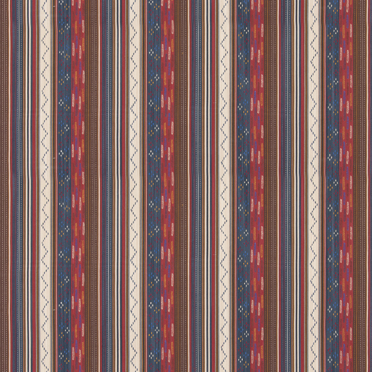 Runaway fabric in indigo/red color - pattern BF11060.2.0 - by G P & J Baker in the X Kit Kemp Stripes collection