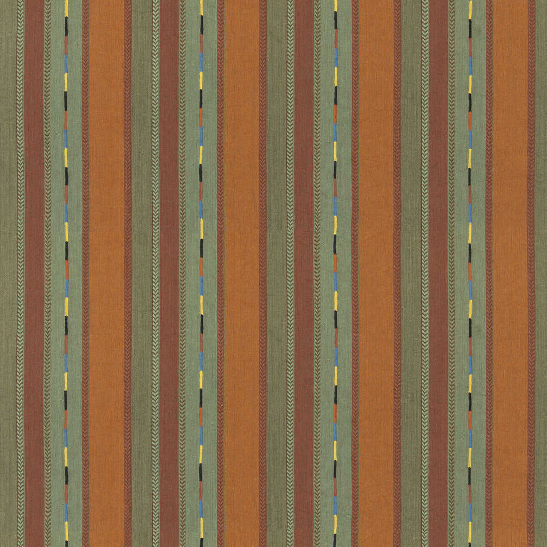 Bunty fabric in orange/green color - pattern BF11062.3.0 - by G P &amp; J Baker in the X Kit Kemp Stripes collection
