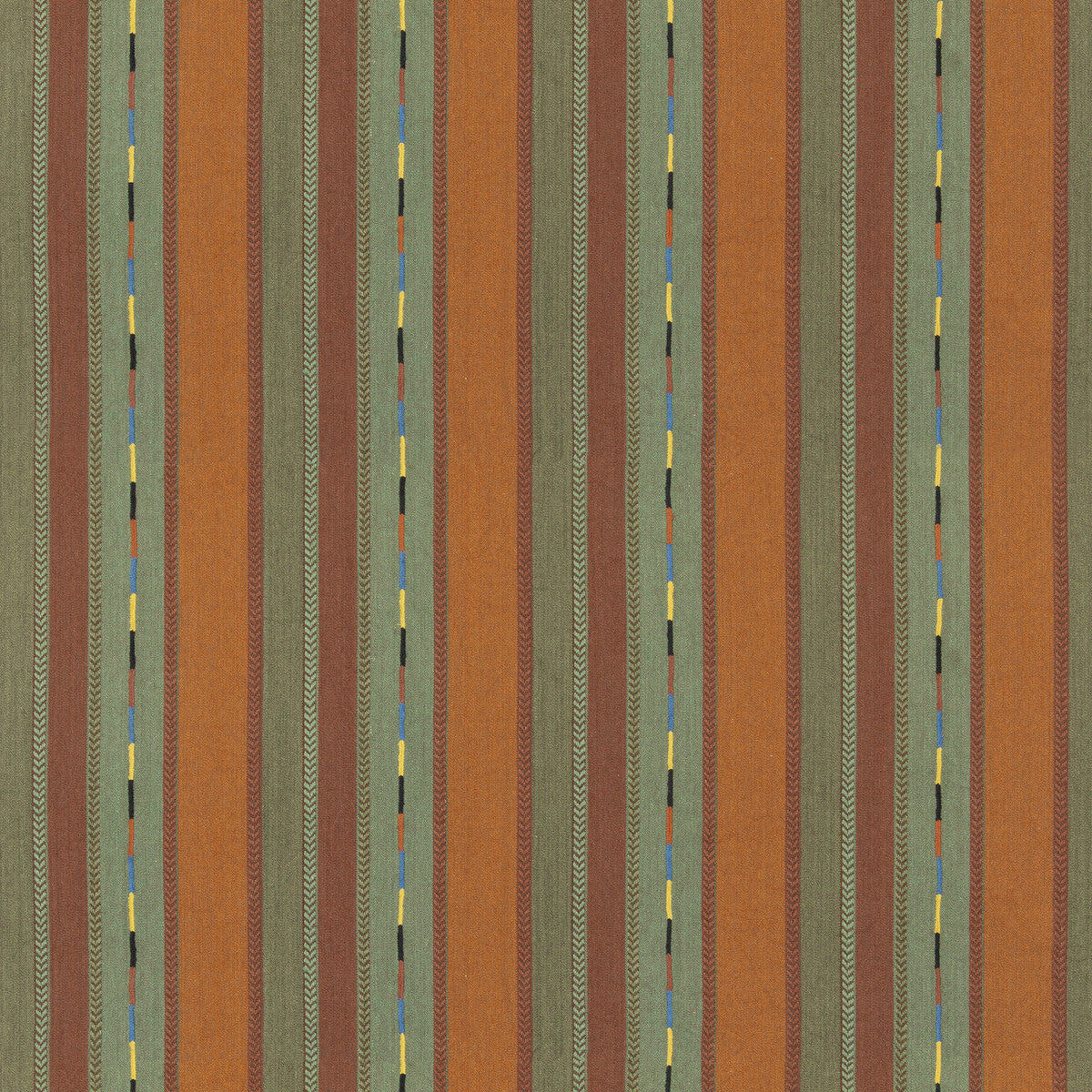 Bunty fabric in orange/green color - pattern BF11062.3.0 - by G P & J Baker in the X Kit Kemp Stripes collection