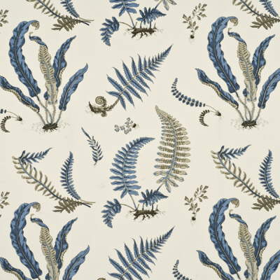Ferns fabric in indigo/white color - pattern BP10381.2.0 - by G P &amp; J Baker in the Originals UK collection