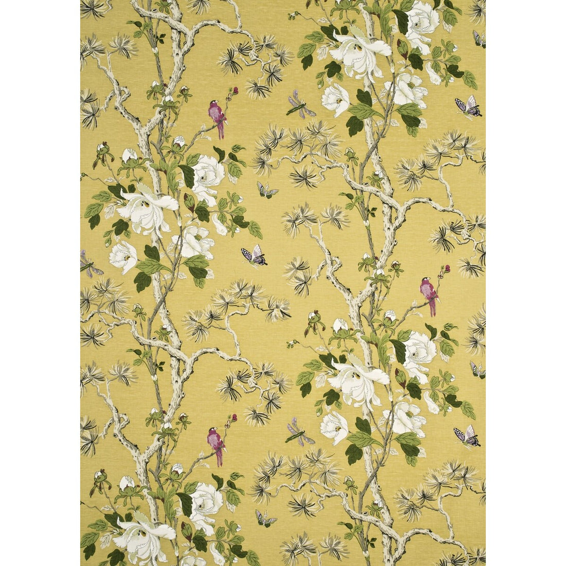 Tree Peony fabric in strong yellow/ivory color - pattern BP10463.5.0 - by G P &amp; J Baker in the Crayford collection