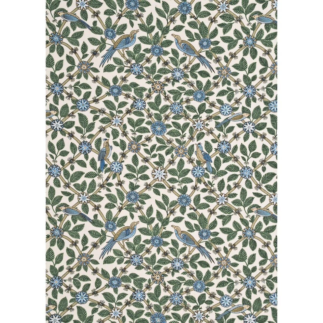 Bamboo Bird fabric in aqua/teal color - pattern BP10465.2.0 - by G P &amp; J Baker in the Crayford collection