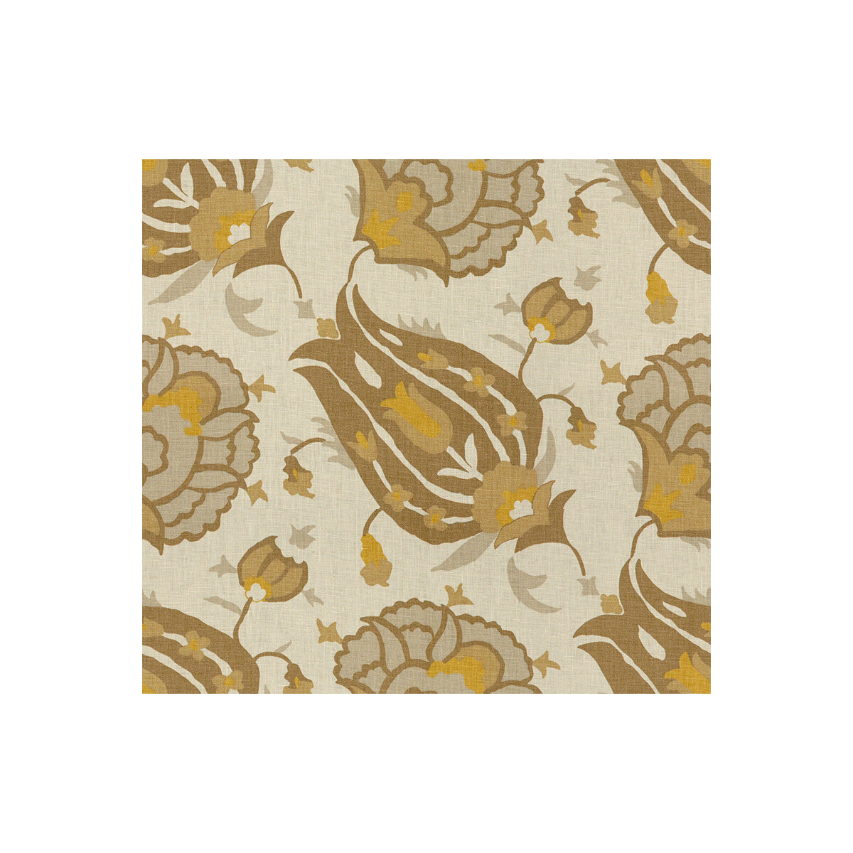 Turkish Flower fabric in grey/bronze color - pattern BP10522.3.0 - by G P & J Baker in the David Hicks 3 By Ashley Hicks collection