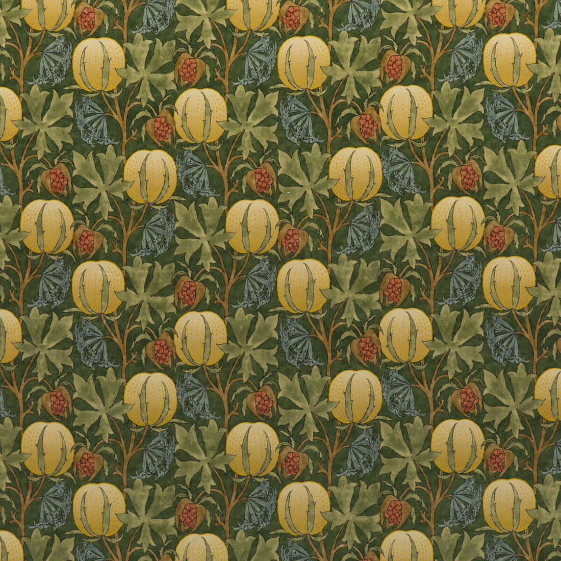 Pumpkins Velvet fabric in green/terracotta color - pattern BP10625.1.0 - by G P &amp; J Baker in the Originals V collection