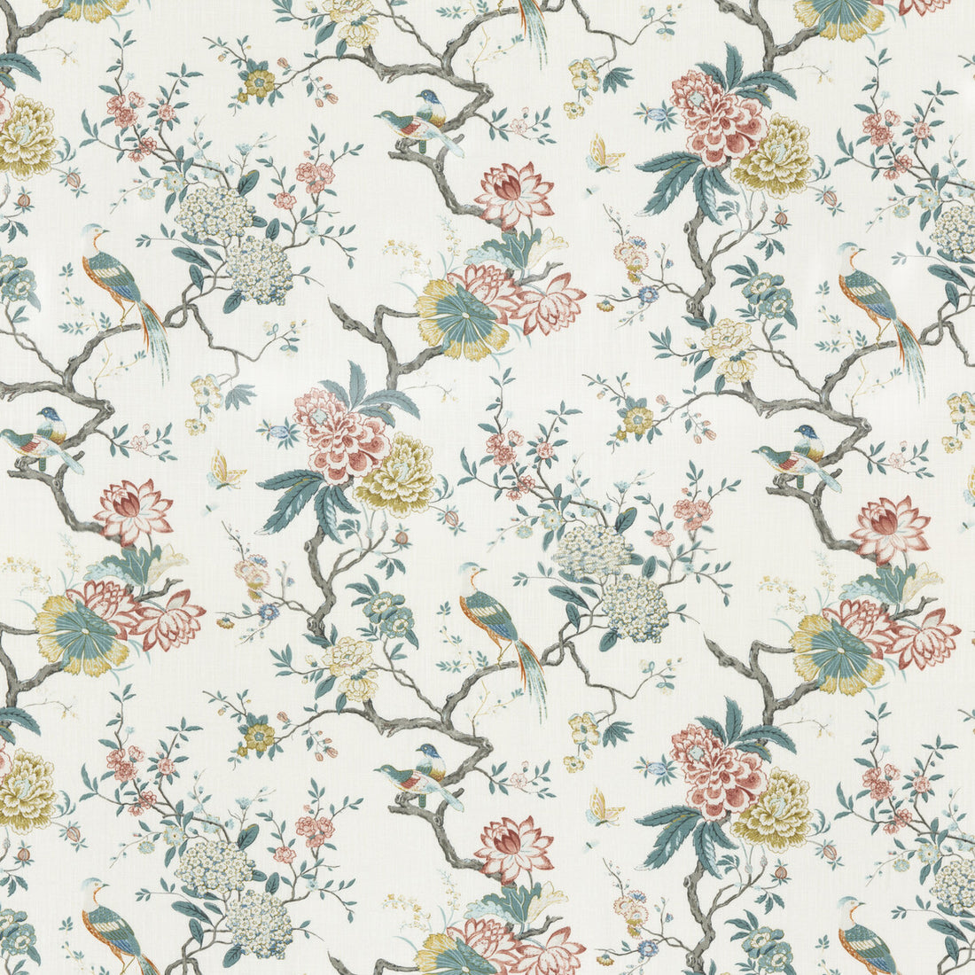 Oriental Bird Signature fabric in teal color - pattern BP10771.5.0 - by G P &amp; J Baker in the Signature Prints collection