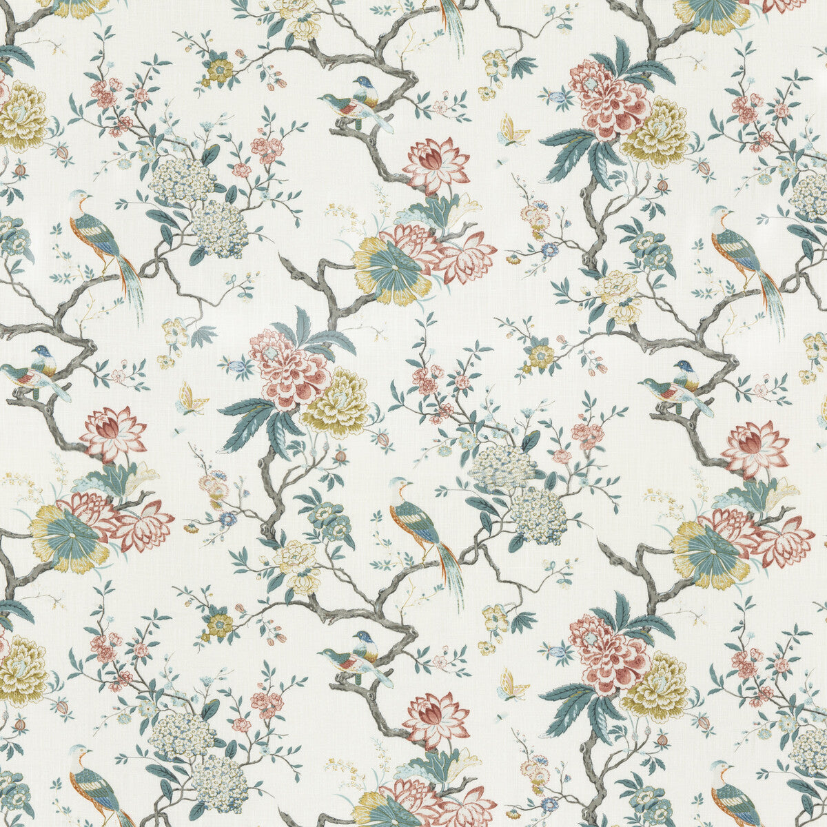 Oriental Bird Signature fabric in teal color - pattern BP10771.5.0 - by G P & J Baker in the Signature Prints collection
