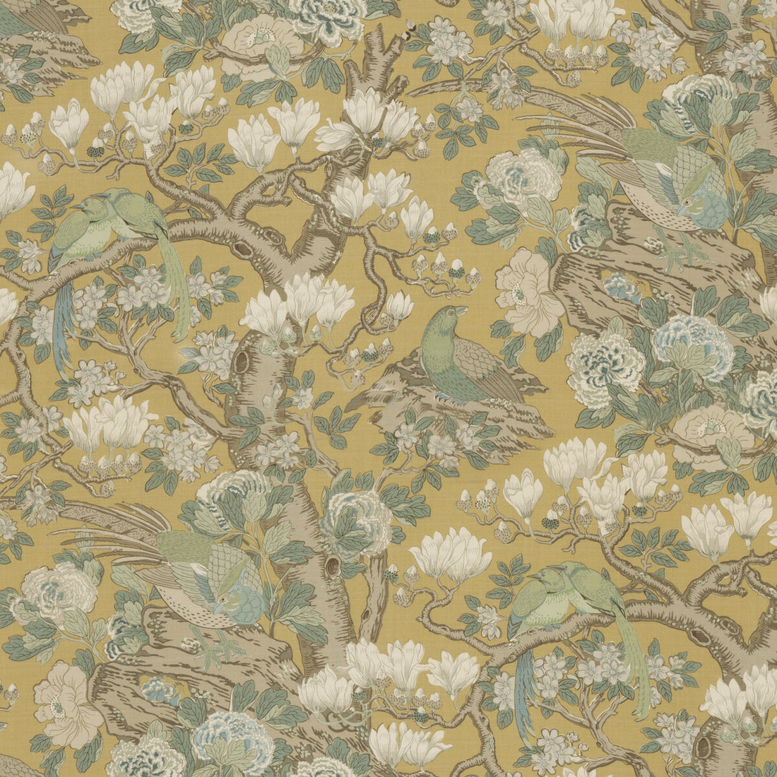 Rockbird Signature fabric in ochre color - pattern BP10773.4.0 - by G P &amp; J Baker in the Signature Prints collection